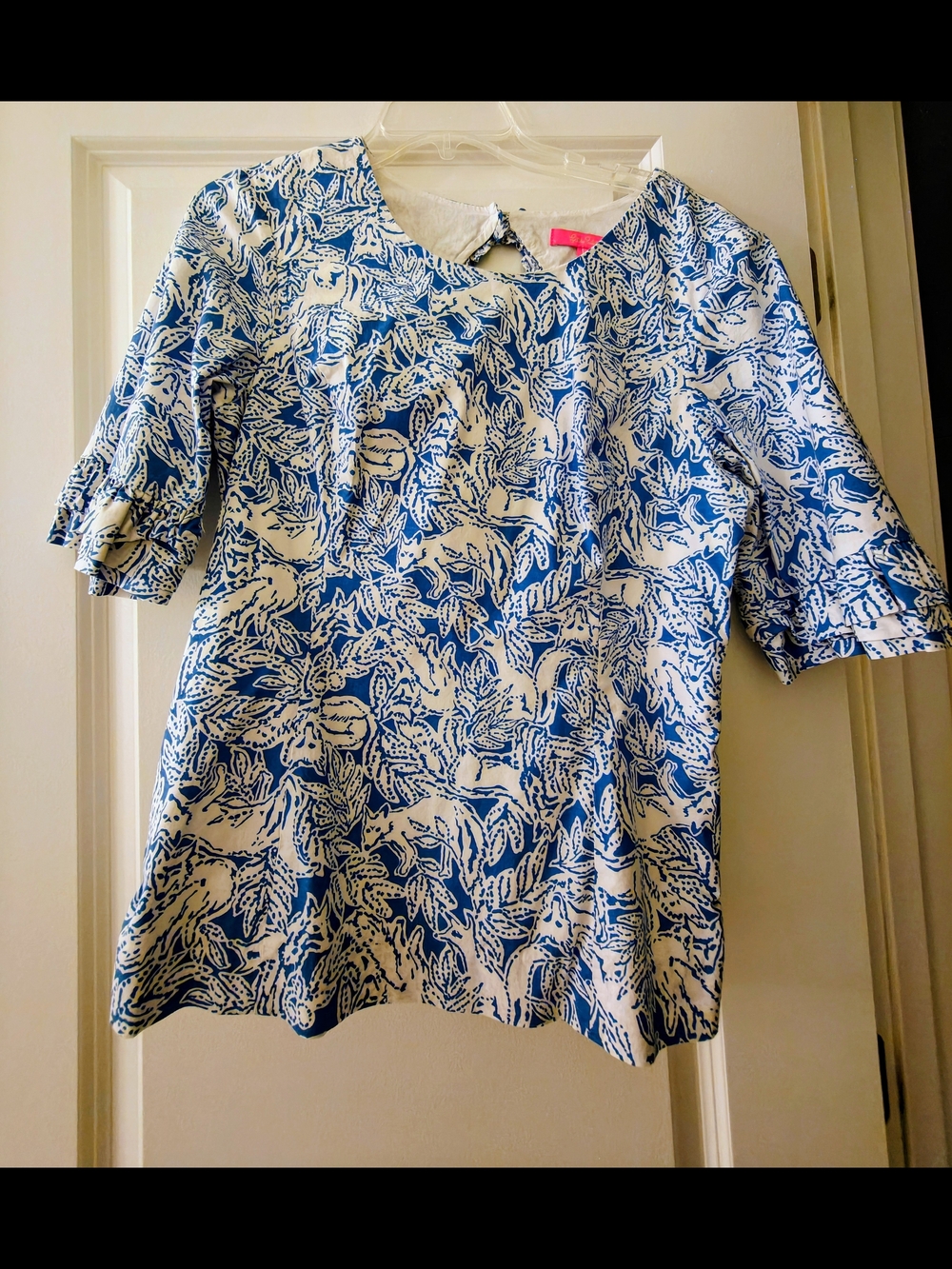 Lilly Pulitzer Blue & White Floral Cotton Top